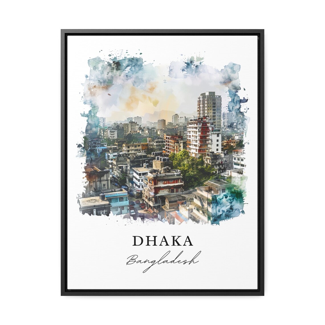 Dhaka Bangladesh Watercolor City Skyline Urban Travel Art Poster - Image 3