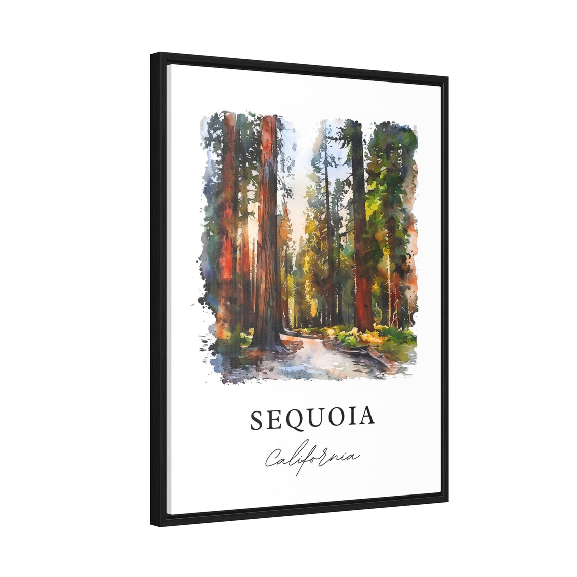 Sequoia California Redwood Forest Trail Watercolor Nature Poster - Image 2