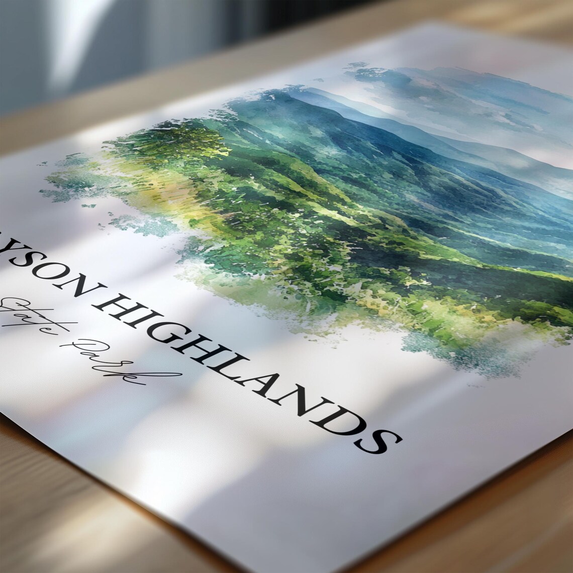 Grayson Highlands State Park Blue Mountain Ridge Watercolor Poster - Image 6