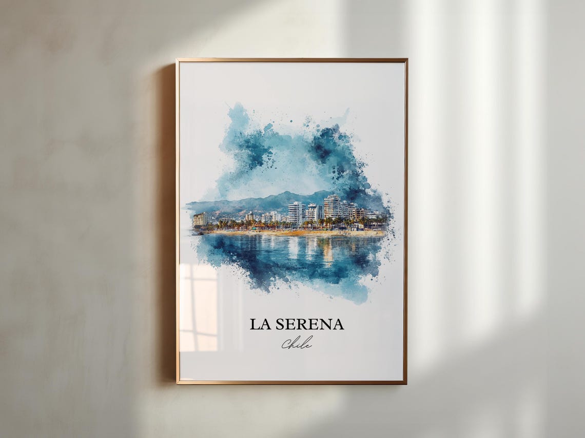 La Serena Chile Art Print Watercolor Gift Travel Poster Housewarming - Image 3