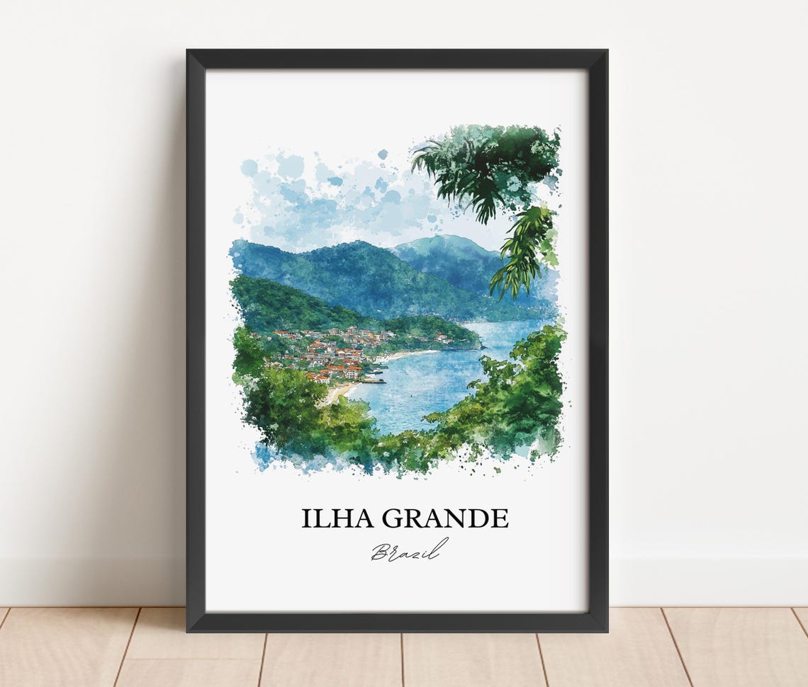 Ilha Grande Brazil Island Bay Watercolor Tropical Coast Scene Poster - Image 2