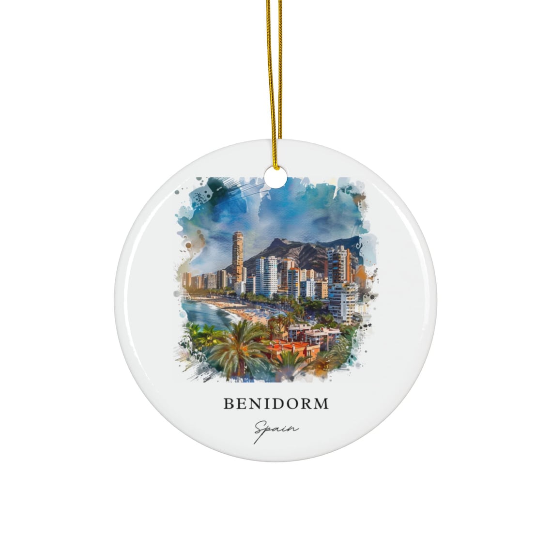 Benidorm Spain Ornament, Christmas Souvenir Art Print