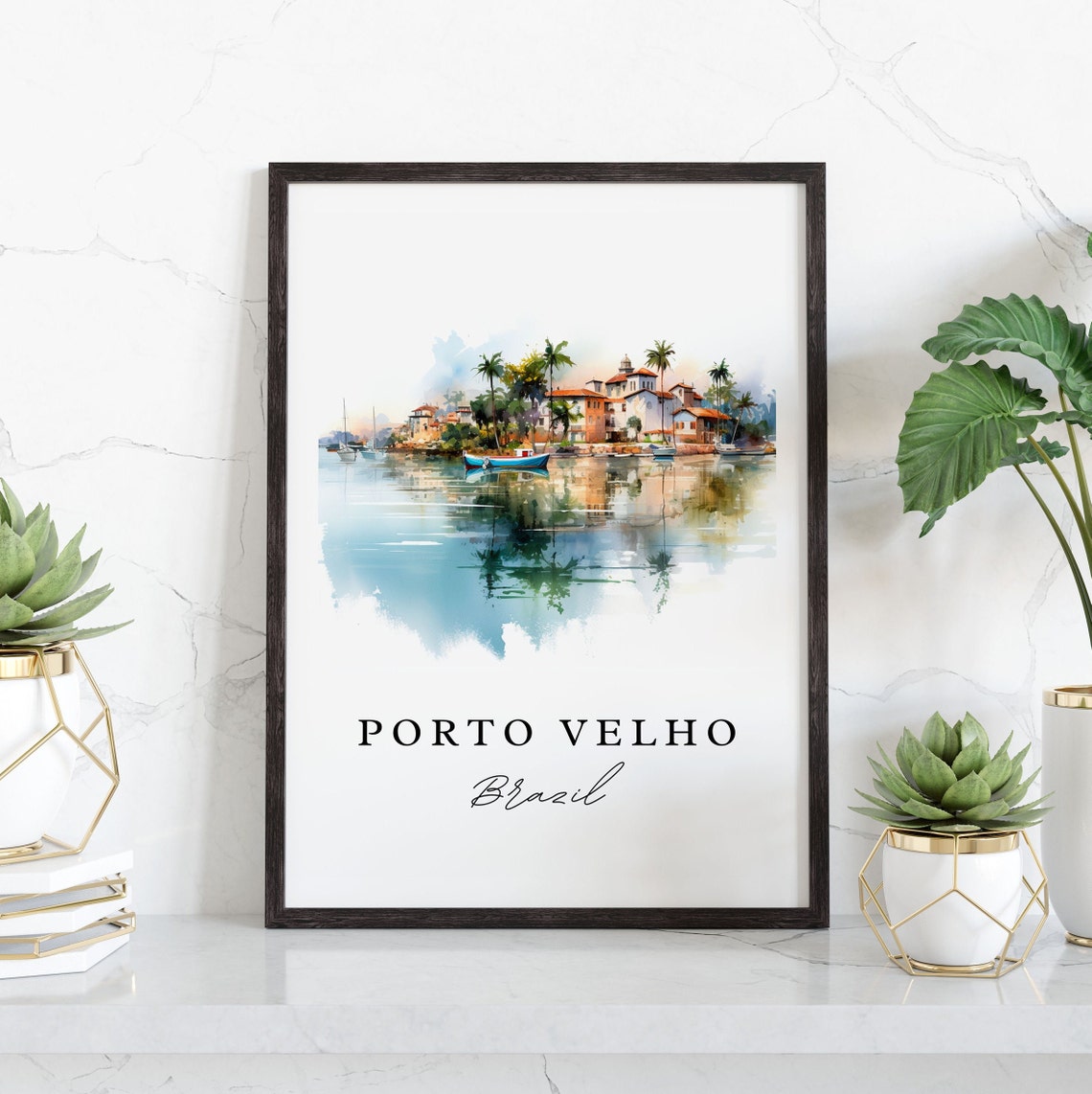 Port Velho Wall Art Brazil Poster Print Wedding Gift Present Custom Text Perfect - Image 3