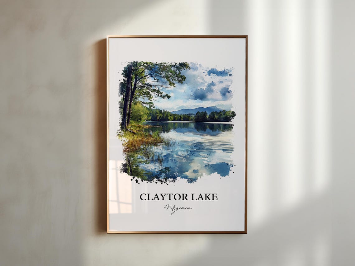 Claytor Lake Virginia Calm Water Pine Trees Mountain View Poster - Image 6