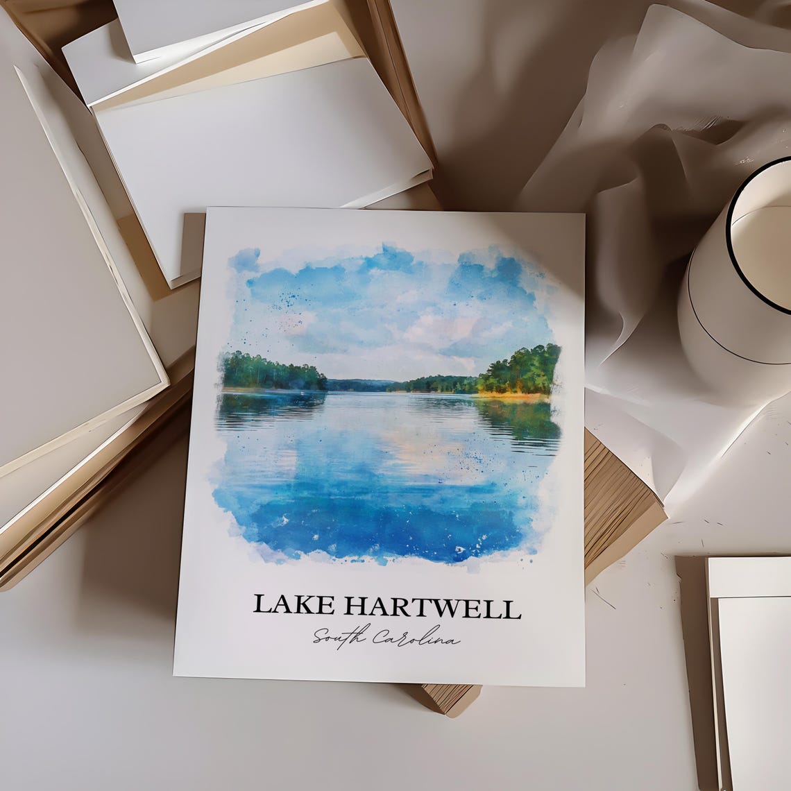 Lake Hartwell South Carolina Tranquil Tree Lined Water Poster - Image 3