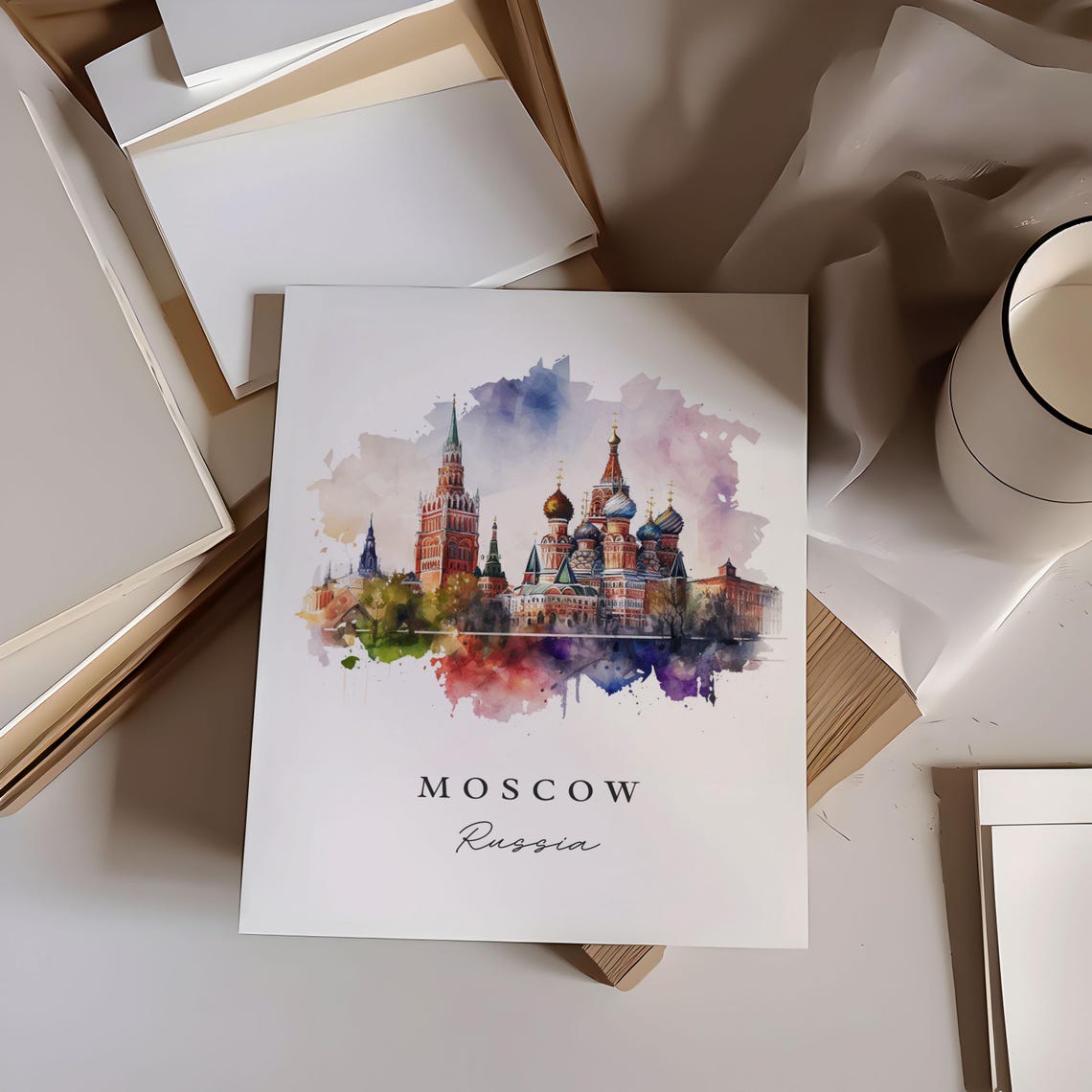 Moscow Russia Watercolor Travel Poster, The Kremlin - Image 6
