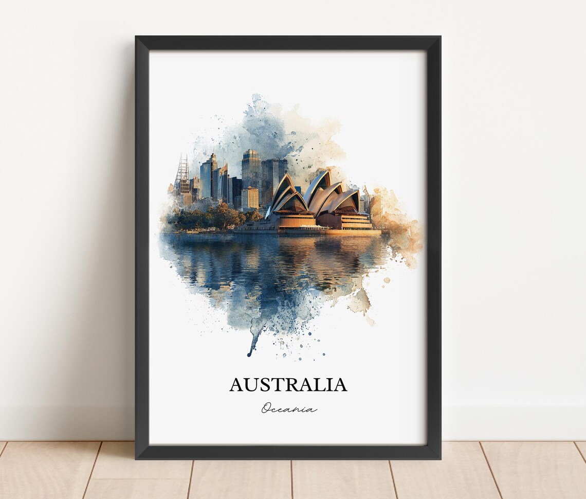 Sydney Opera House Watercolor Harbor Australia Travel Art Print - Image 4
