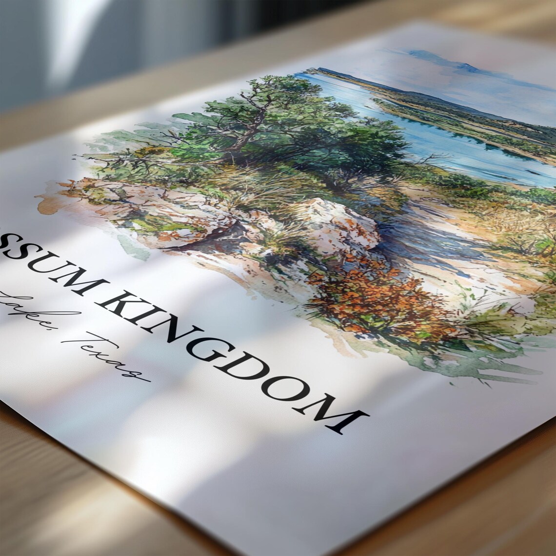 Possum Kingdom Lake Texas Rocky Trail Overlook Watercolor Poster - Image 6