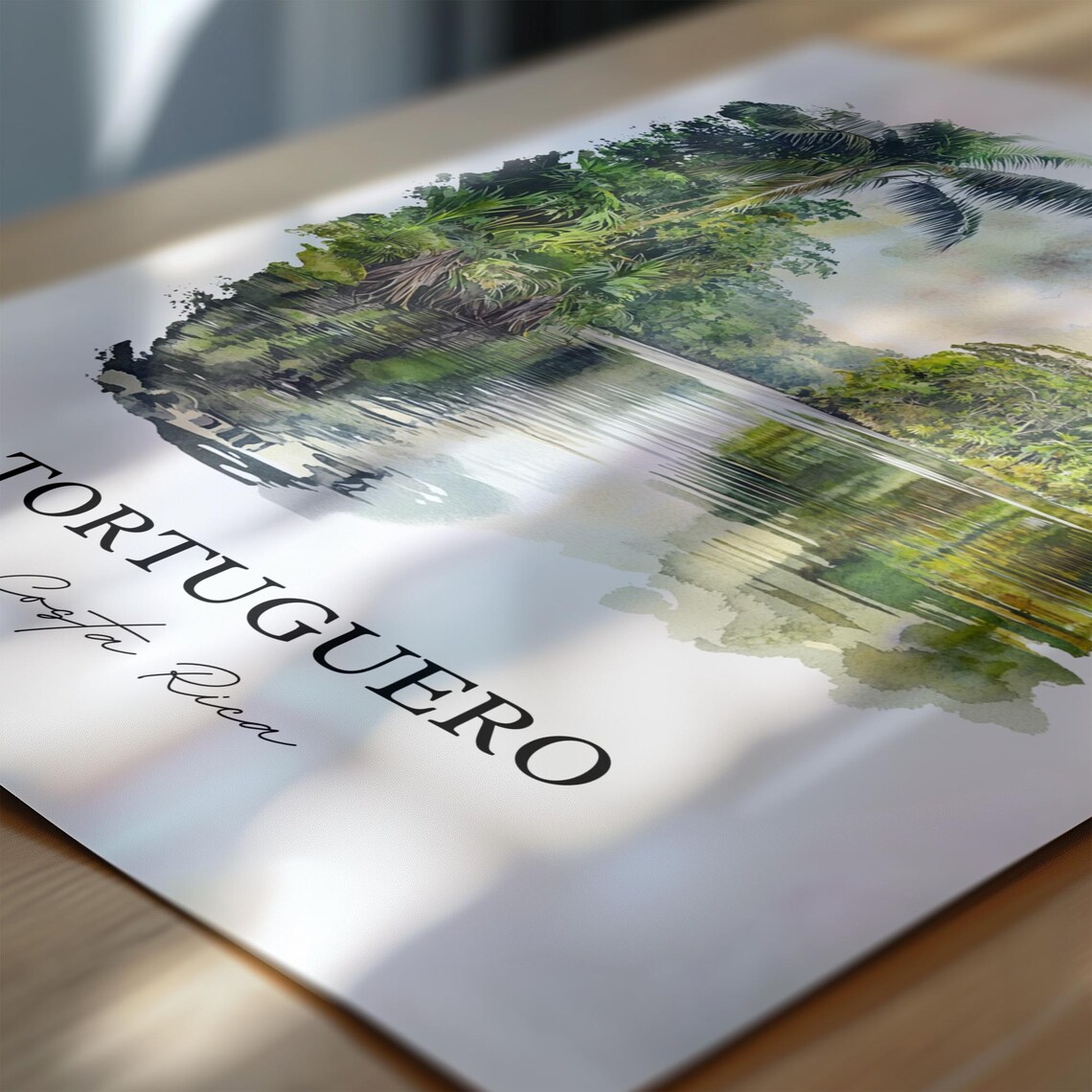 Tortuguero Costa Rica Jungle Canal Palm Reflections Watercolor Poster - Image 6