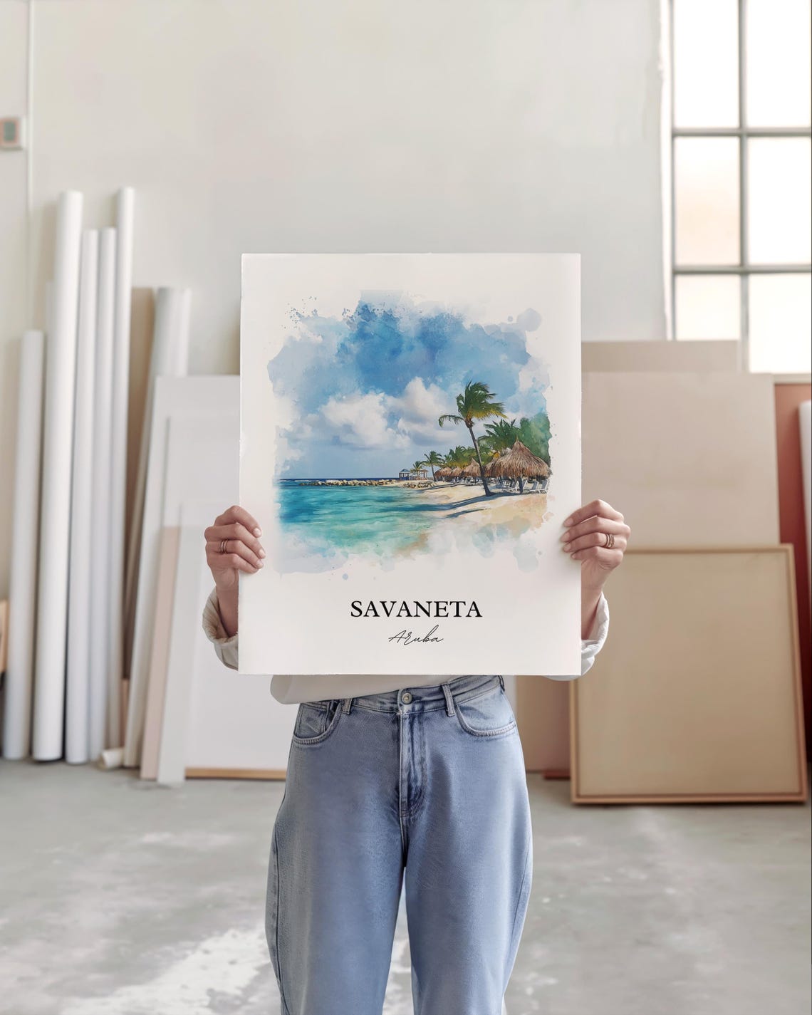 Savaneta Wall Art Aruba Print Watercolor Gift Travel Poster Housewarming - Image 5