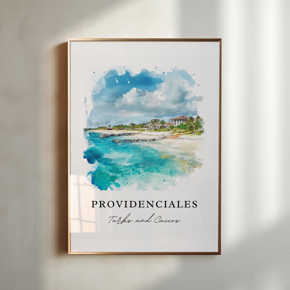 Providenciales Watercolor Art Print, Caribbean Travel Poster