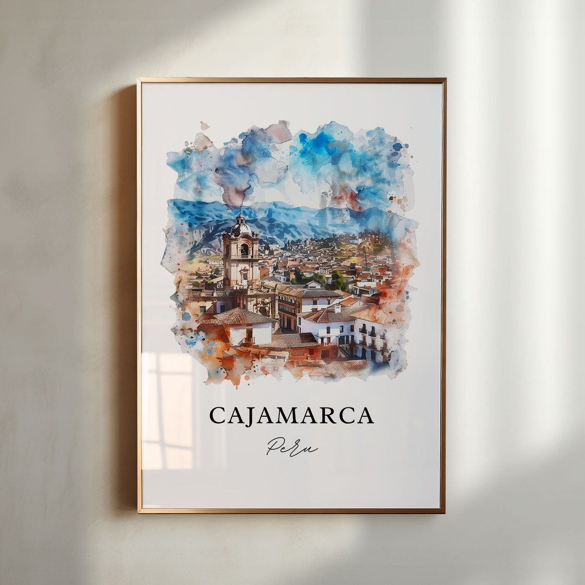 Cajamarca Peru Watercolor Travel Poster