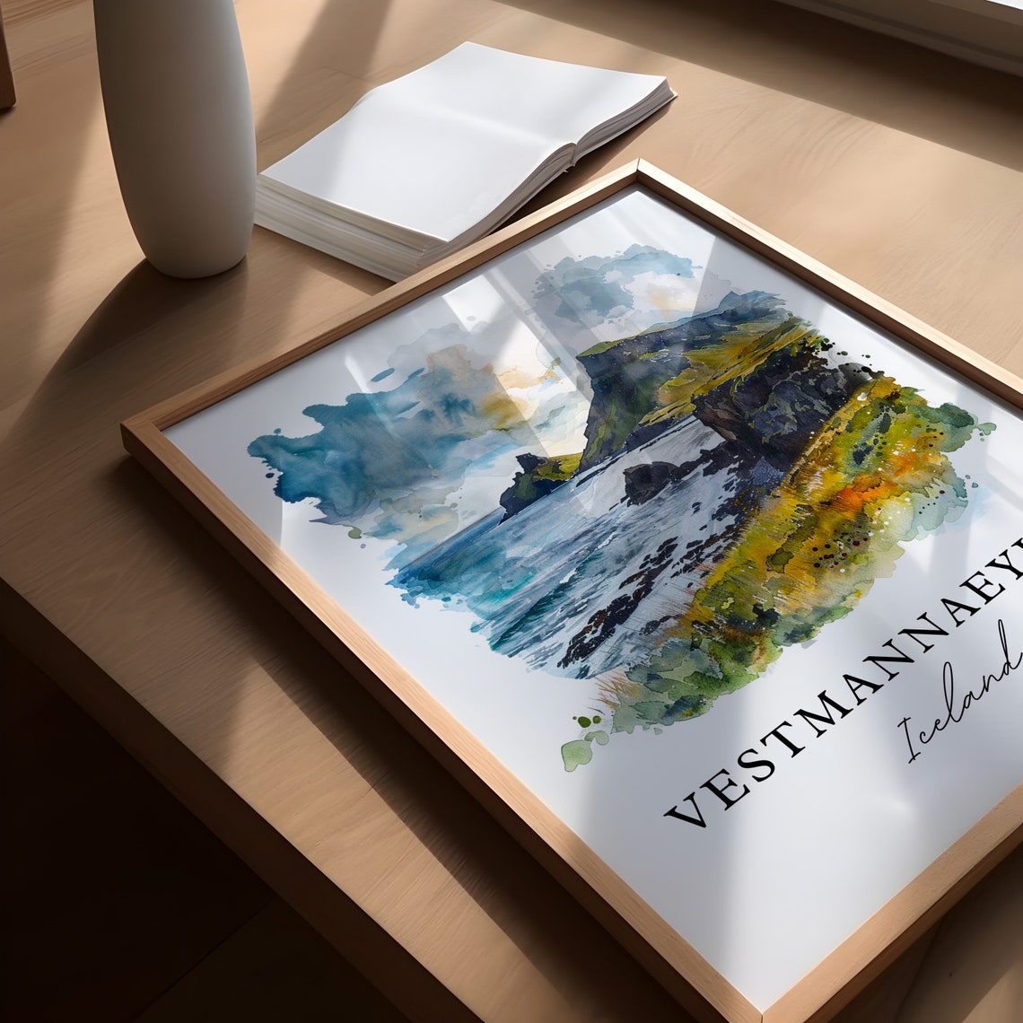 Vestmannaeyjar Iceland Watercolor Travel Poster - Image 5