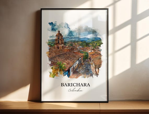 Barichara Wall Art Northern Colombia Print Watercolor Gift Travel Poster Housewarming