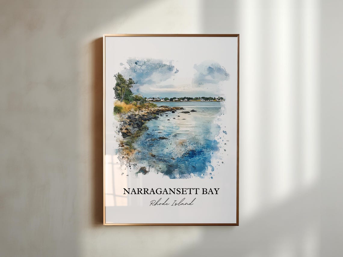 Narragansett Bay Rhode Island Rocky Shore Watercolor Coast Poster - Image 5