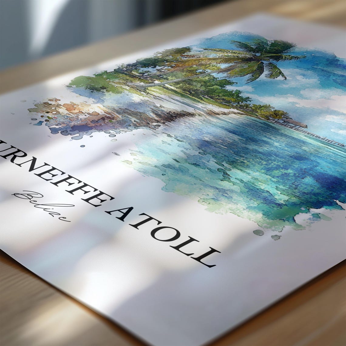 Turneffe Atoll Wall Art Belize Print Watercolor Gift Travel Poster Housewarming - Image 6