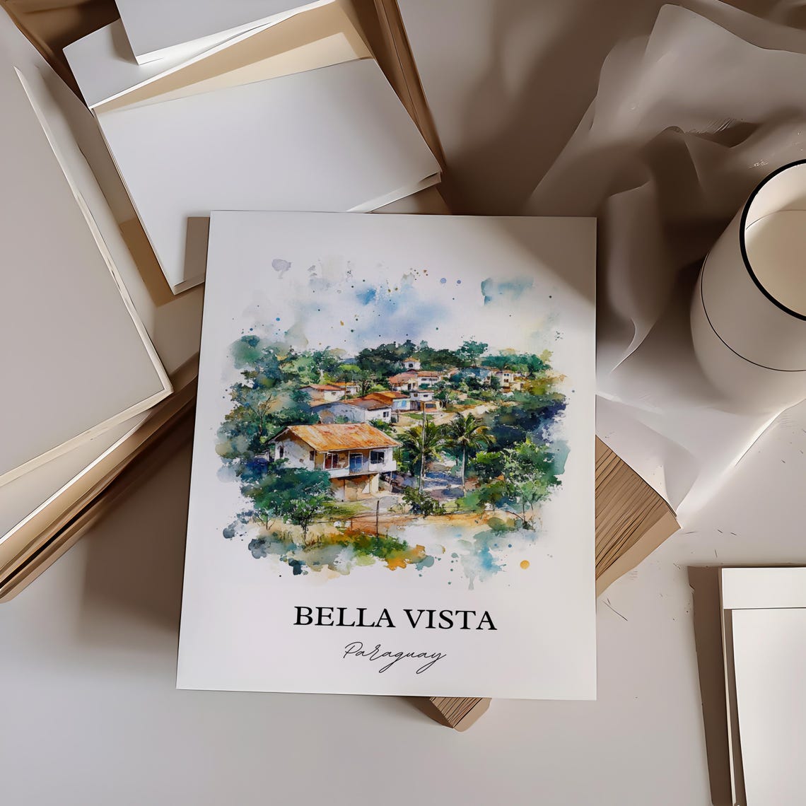Bella Vista Paraguay Wall Art Print Watercolor Gift Travel Poster Housewarming - Image 6
