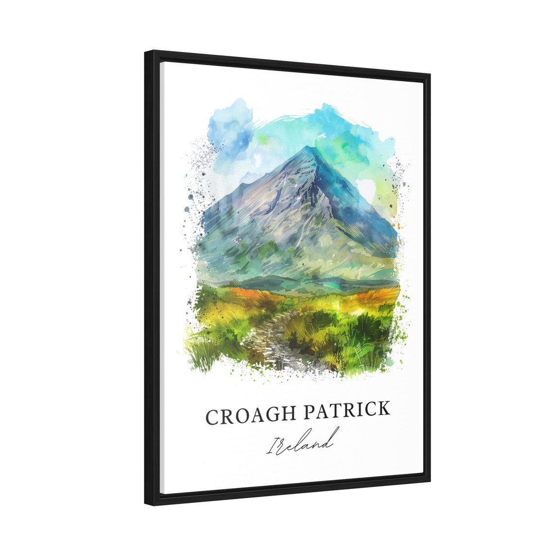 Croagh Patrick Ireland Mountain Peak Hiking Watercolor Poster - Image 2