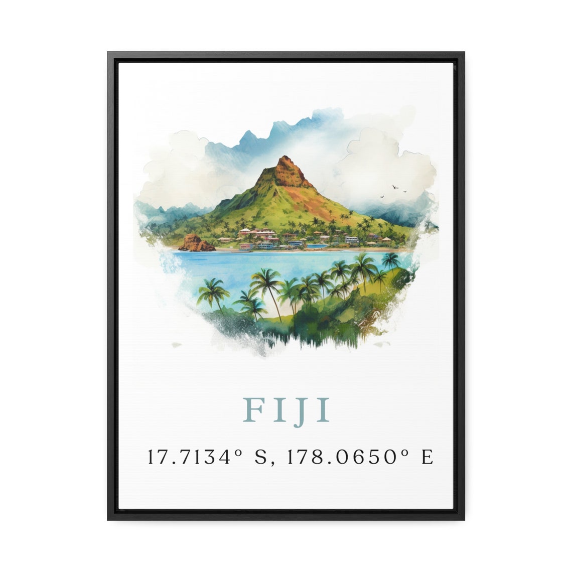 Fiji Coordinates Poster Print With Custom Text - Image 3