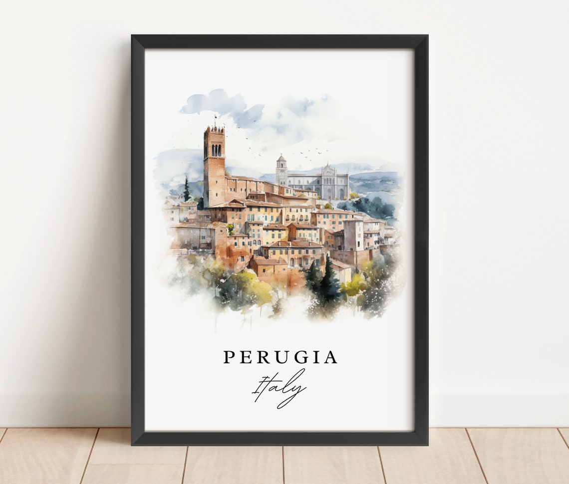 Perugia Traditional Travel Poster, Italy Art Print