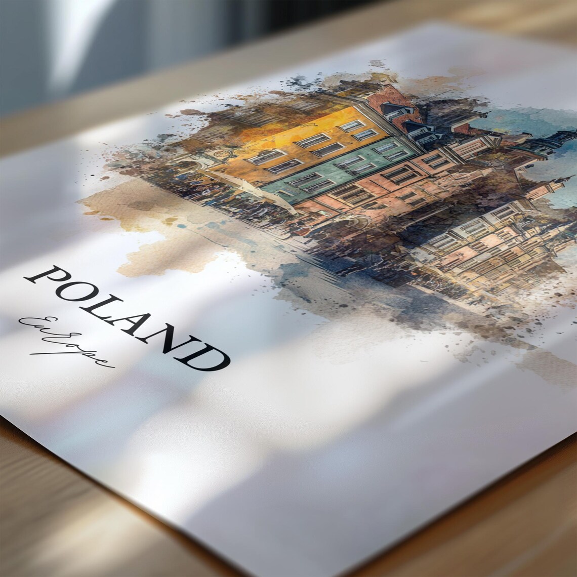 Poland Colorful Historic Old Market Square Watercolor Poster - Image 6