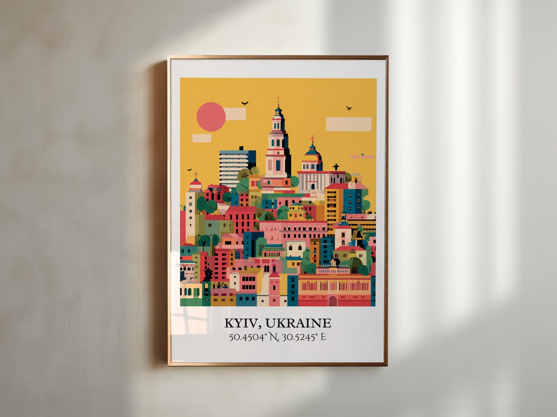 Kyiv Ukraine Golden Domes Bell Tower Retro Travel Art Poster - Image 4