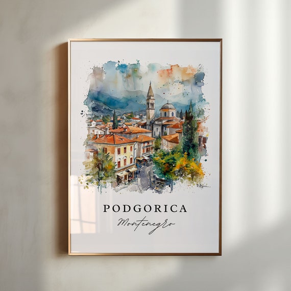 Podgorica Wall Art Montenegro Print Wedding Gift Birthday Present Custom Text Perfect