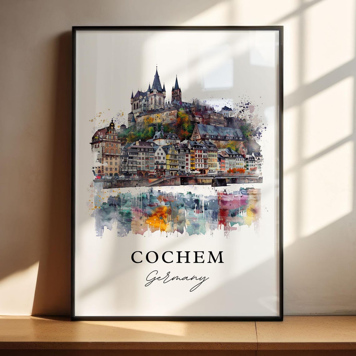 Cochem Germany Watercolor Travel Poster, Art Print - Image 6