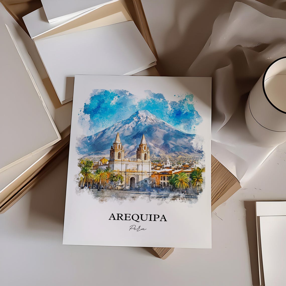 Arequipa Watercolor Travel Poster, Peru Wall Art - Image 3