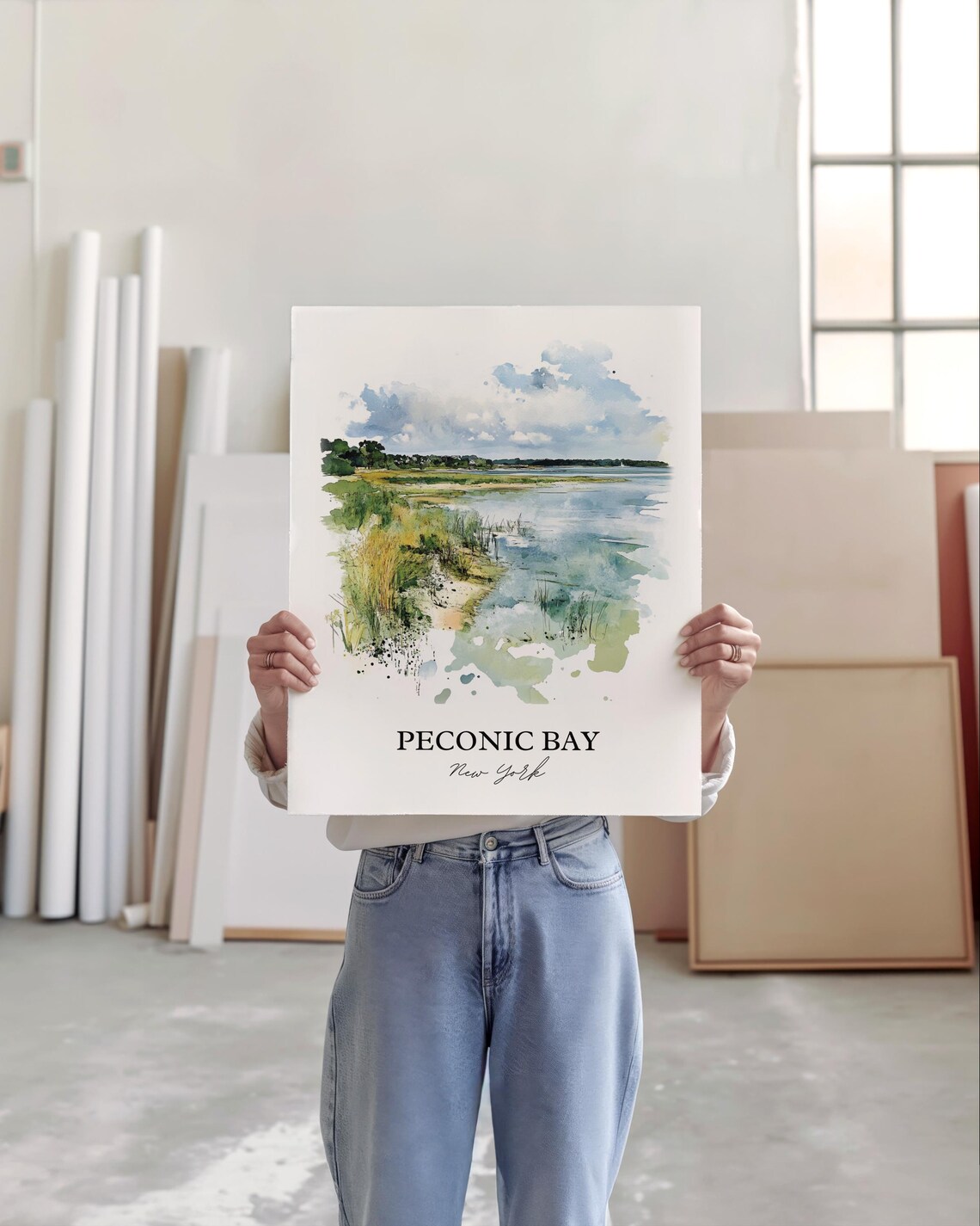 Peconic Bay New York Marsh Shoreline Watercolor Nature Poster - Image 4
