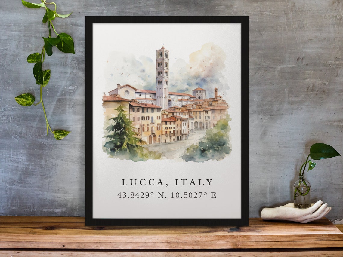 Lucca Traditional Travel Poster, Italy Art Print
