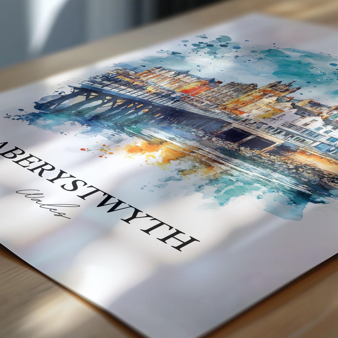 Aberystwyth Ceredigion Wales Watercolor Travel Poster - Image 6