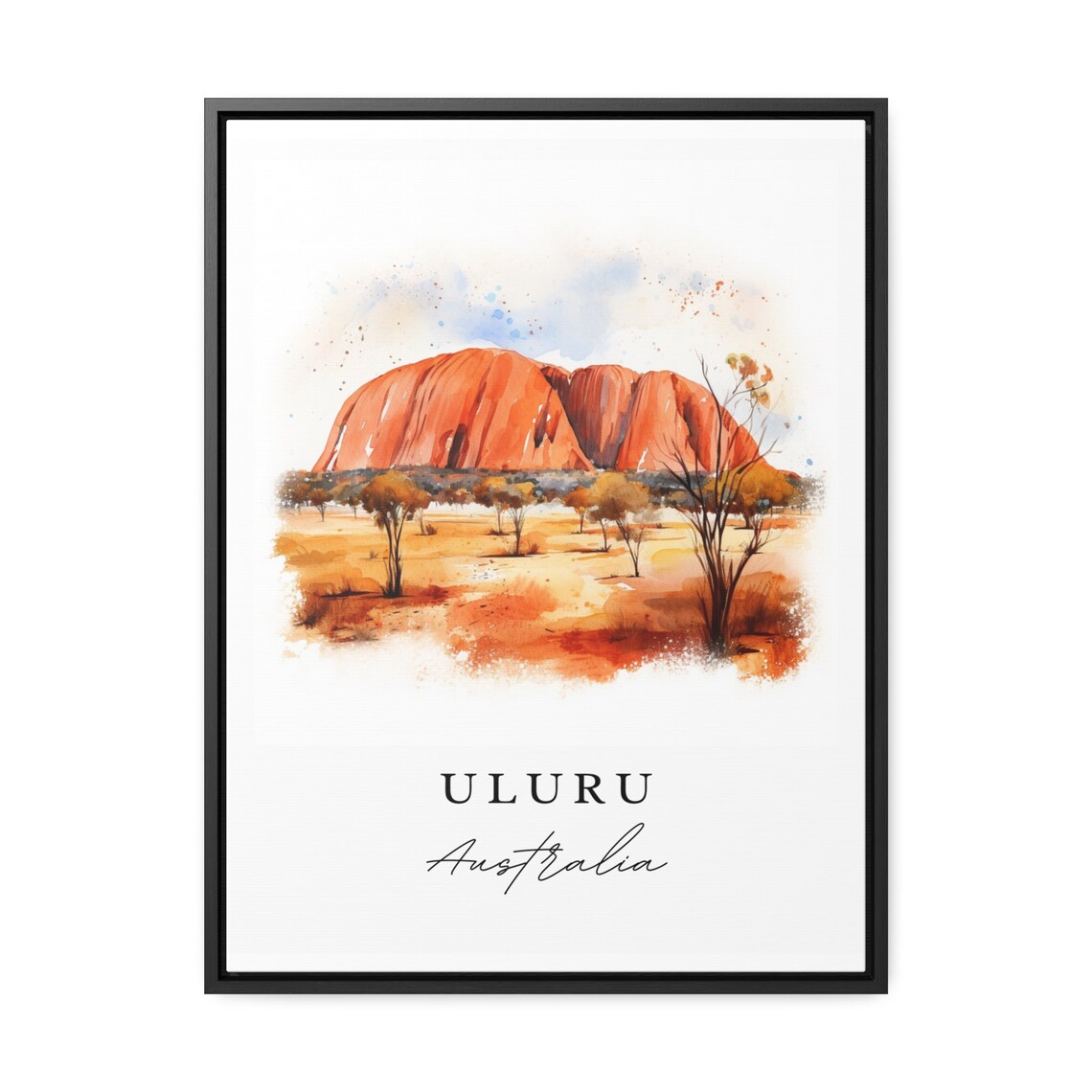 Uluru Australia Sacred Red Rock Desert Watercolor Travel Print - Image 2