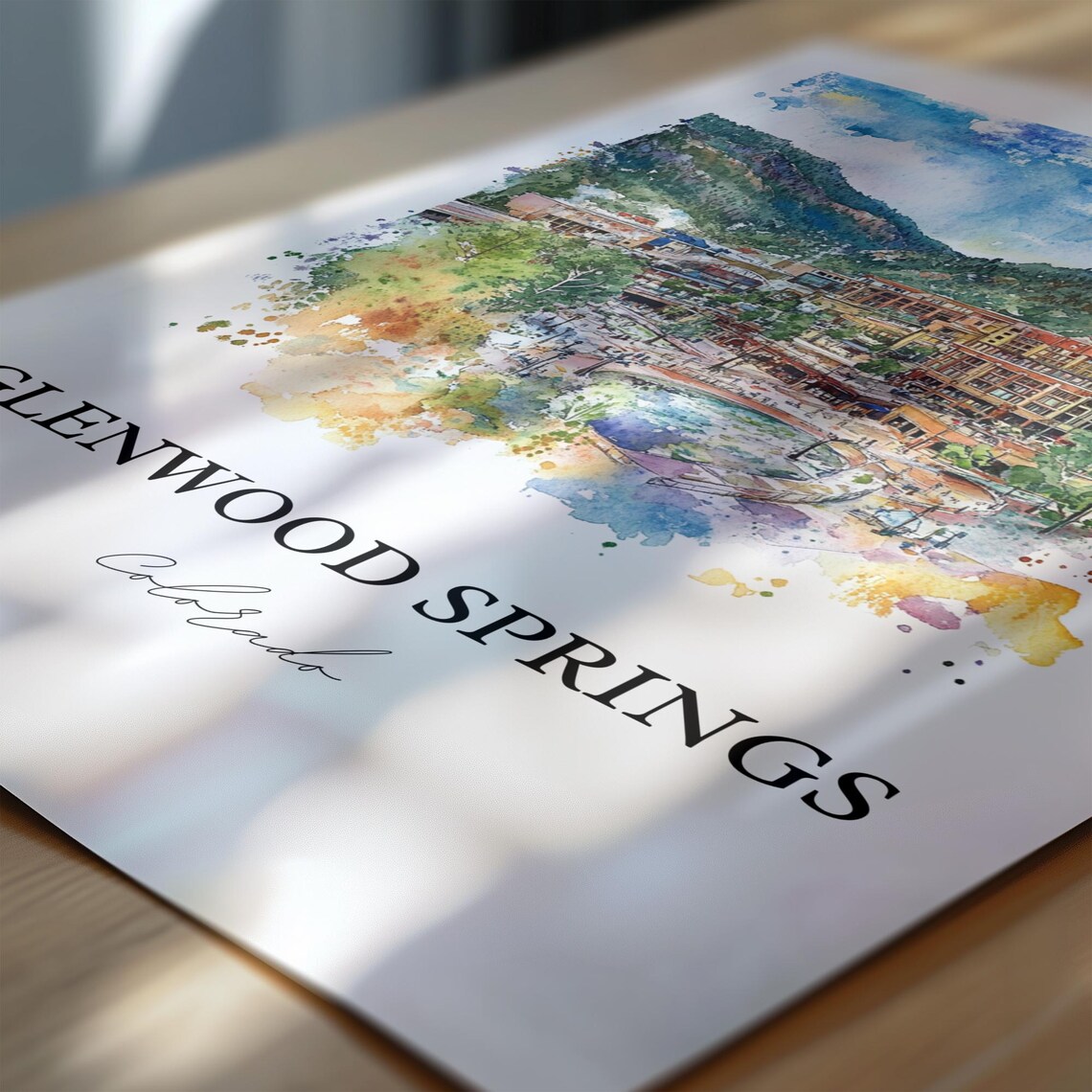 Glenwood Springs Colorado Resort Valley Town Watercolor Poster - Image 4