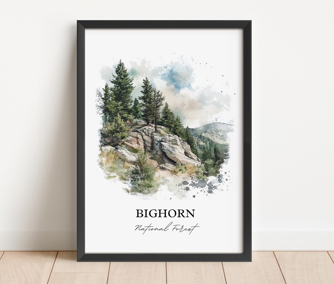 Bighorn National Forest Rocky Ridge Watercolor Mountain Poster - Image 5