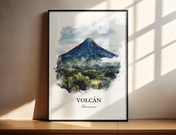 Volcn Panama Wall Art Tierras Altas Print Watercolor Gift Travel Poster Housewarming