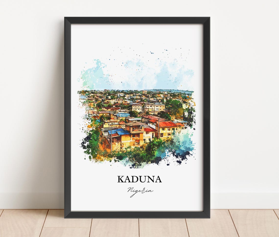 Kaduna Nigeria Rooftop Aerial Watercolor Cityscape Art Poster - Image 5