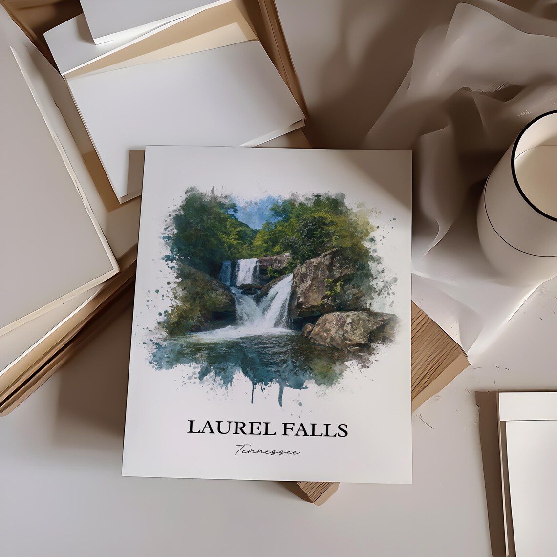 Laurel Falls Tennessee Smoky Mountain Forest Cascade Travel Poster - Image 4