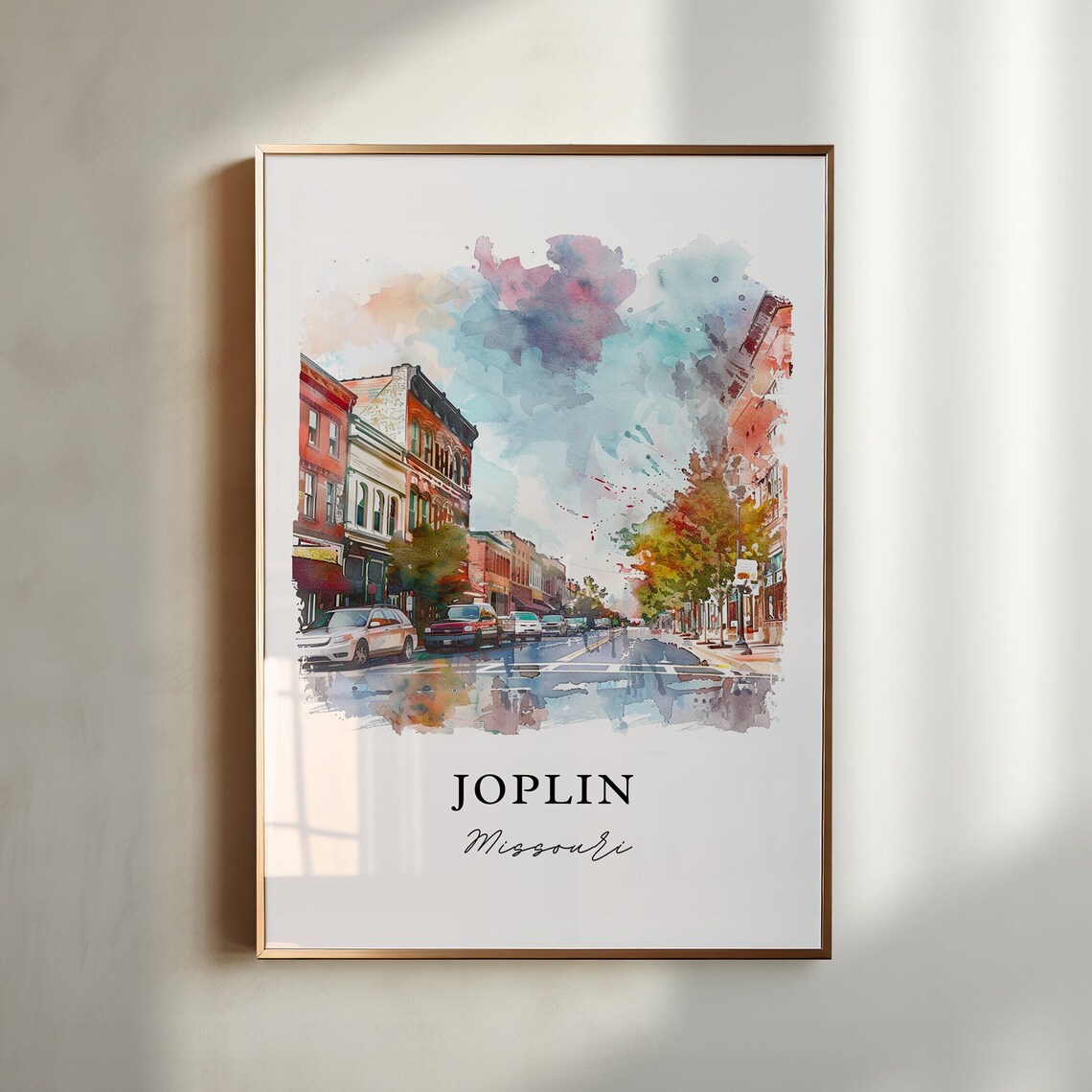 Joplin Missouri Historic Downtown Main Street Watercolor Poster
