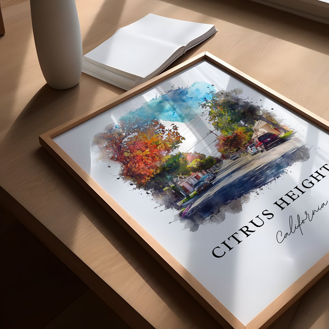 Citrus Heights California Watercolor Tree Lined Street Poster - Image 5