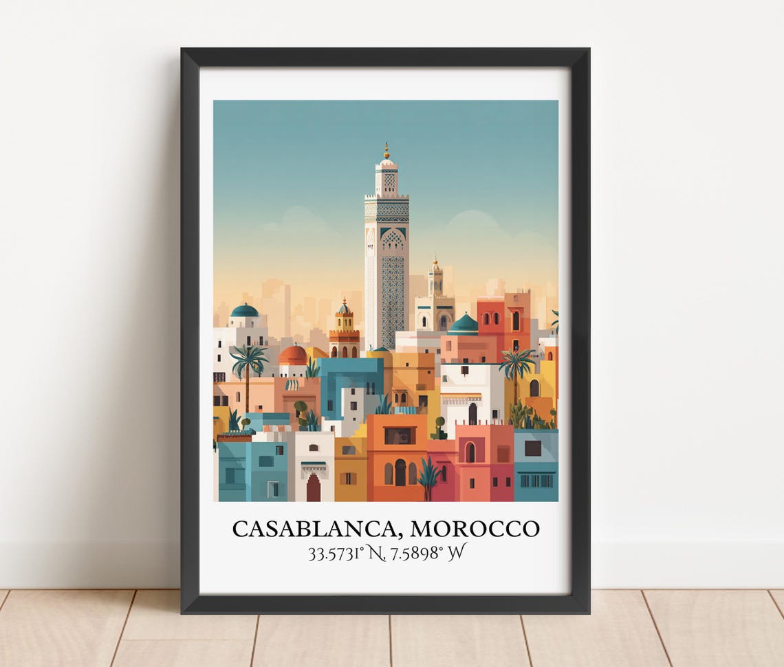 Casablanca Art Retro Travel Morocco Decor Gift Prints Housewarming - Image 4