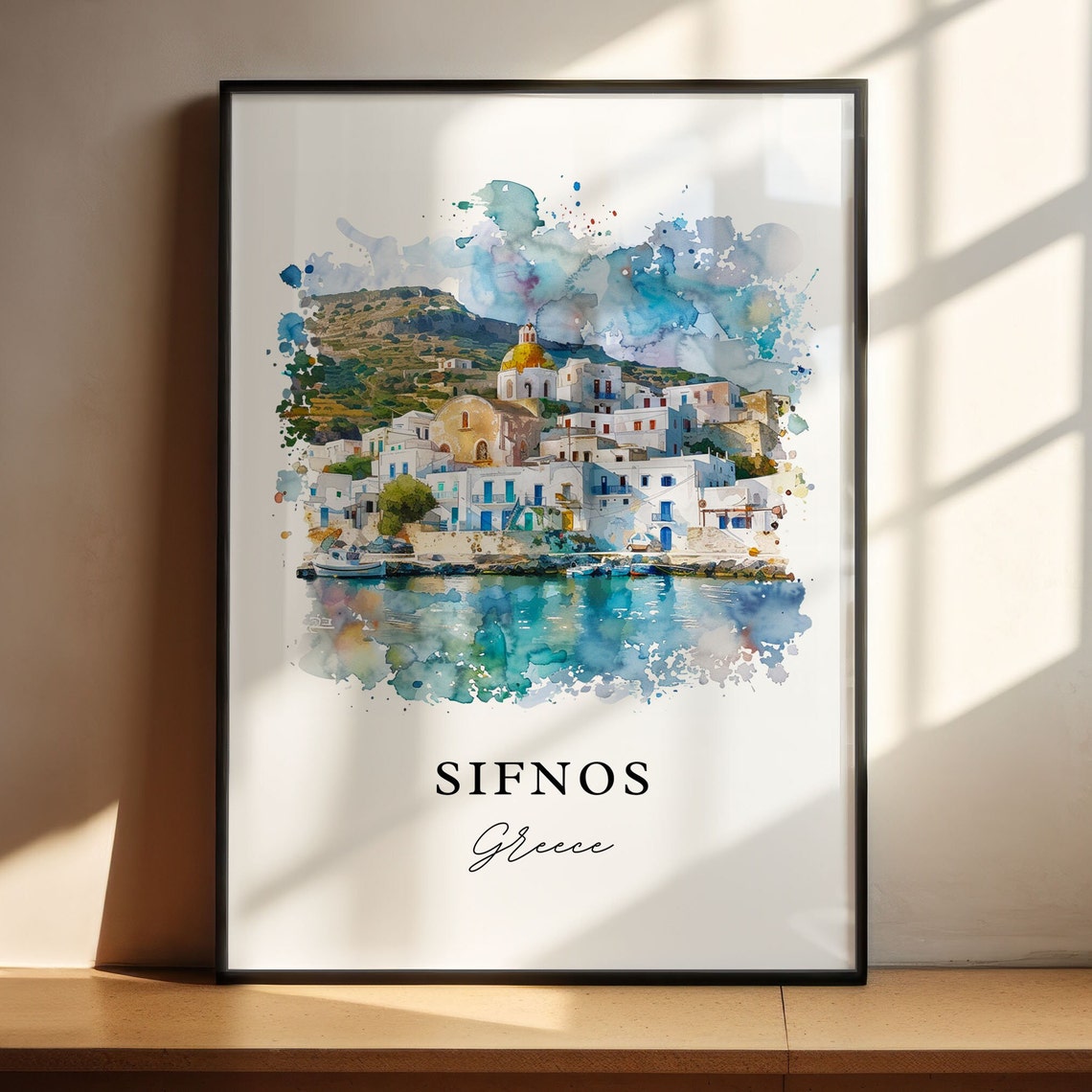 Sifnos Greece Whitewashed Village Watercolor Cycladic Island Poster - Image 4