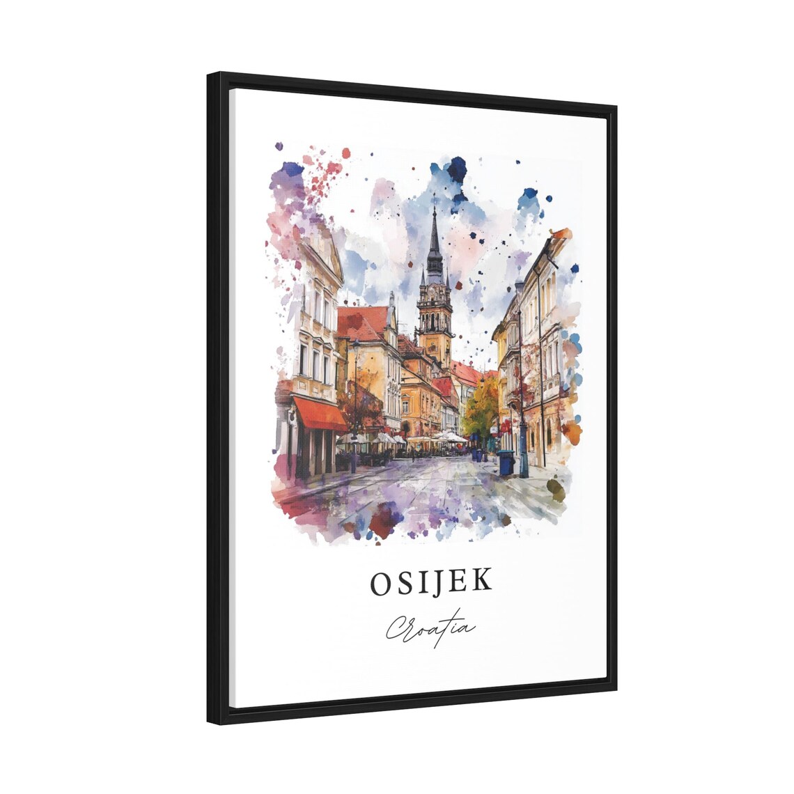 Osijek Croatia Baroque Old Town Street Watercolor Travel Poster - Image 2