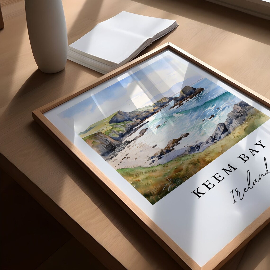 Keem Bay Ireland Wild Rocky Beach Cove Watercolor Coastal Poster - Image 5