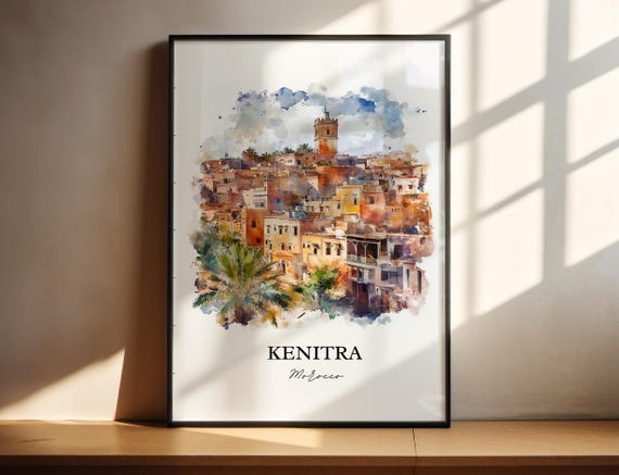 Kenitra Wall Art Morocco Print Watercolor Gift Travel Poster Housewarming