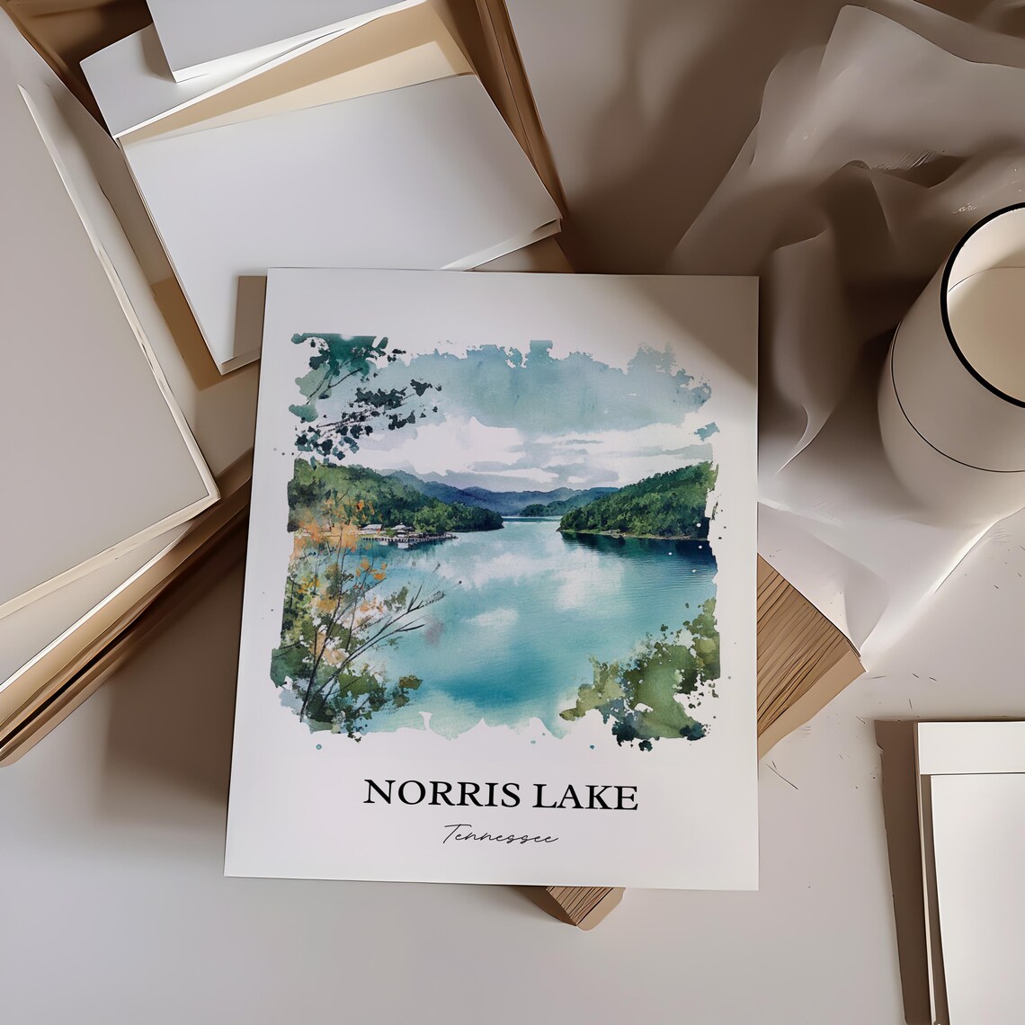 Norris Lake Tennessee Lush Green Hills Blue Water Valley Poster - Image 3