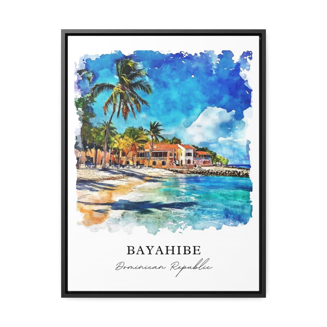 Bayahibe Dominican Republic Beach Palms Watercolor Caribbean Poster - Image 3