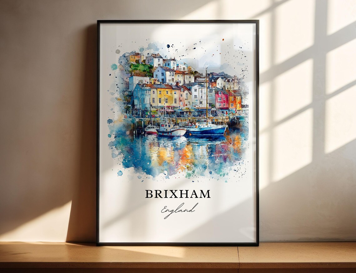 Brixham, Devon England Watercolor Travel Poster