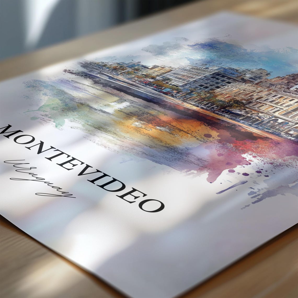 Montevideo Wall Art Print Uruguay Watercolor Gift Travel Poster Housewarming - Image 6