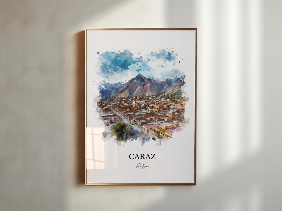 Caraz Peru Mountain Town Watercolor Andean Landscape Travel Poster - Image 5